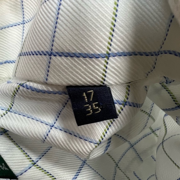 Gitman Bros White w/ Blue & Green Plaid French Cuff Shirt 17-35 - Picture 4 of 4